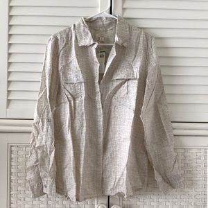 Charter club linen button down shirt large NWT